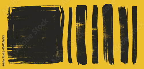 Obraz na płótnie brushstroke abstract black brush marks seamless yellow texture vector