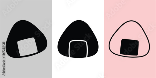 Stylized Onigiri Icon Set Modern Minimalist Representation of Japanese Rice Balls