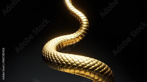 Wallpaper Mural Curving golden serpent with textured scales on black. Torontodigital.ca