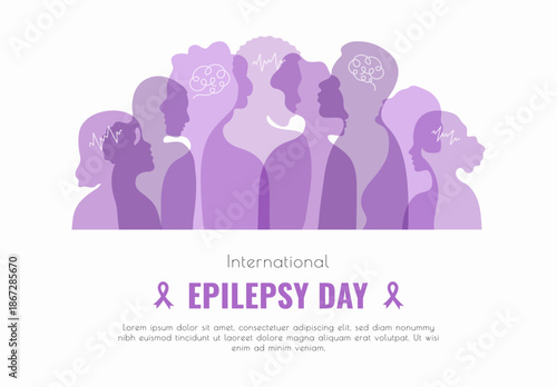 International Epilepsy Day banner template. Flat style. Web, poster, info. Copy space