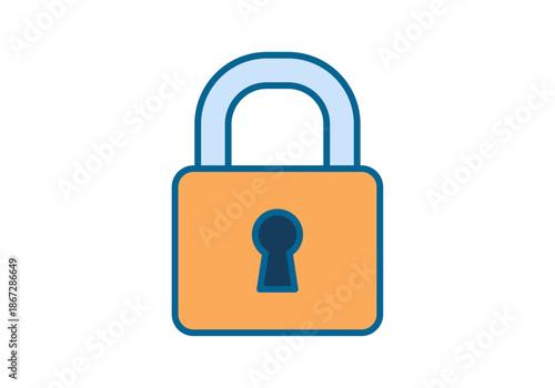Icono de candado cerrado en tonos naranja y azul para representar seguridad digital y protección de datos