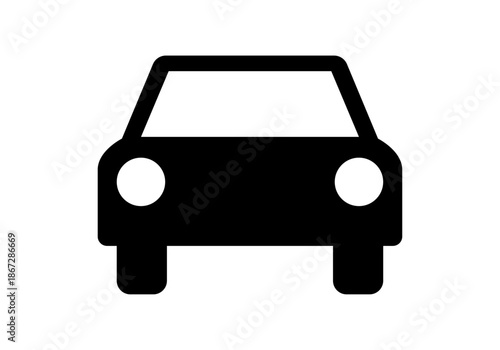 Silueta negra de un coche visto de frente