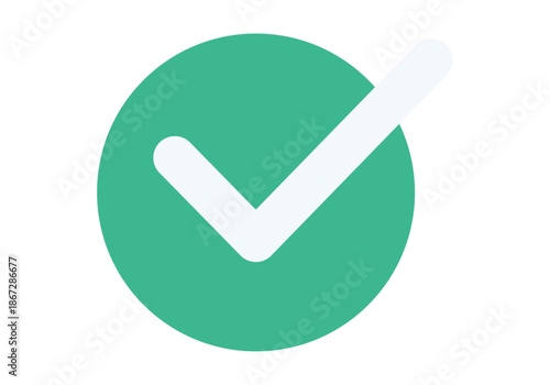 Círculo de color verde con una marca de verificación blanca en el centro para conceptos de aprobación y éxito