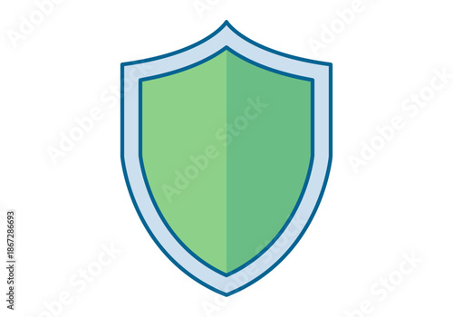 Escudo de seguridad en tonos verdes y azules para conceptos de protección y defensa digital