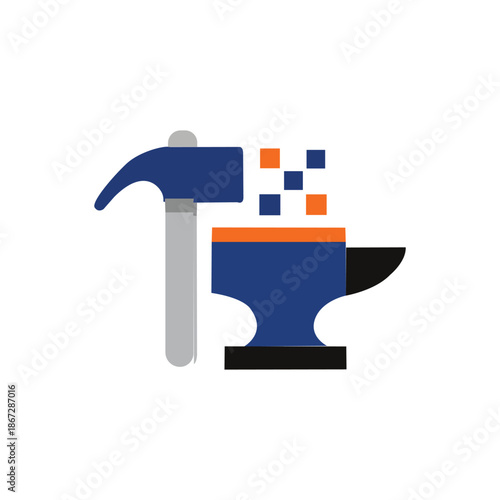 Blacksmith Anvil Hammer Industry Icon