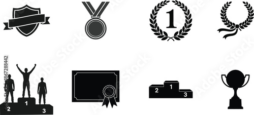 Collection of award and achievement symbols