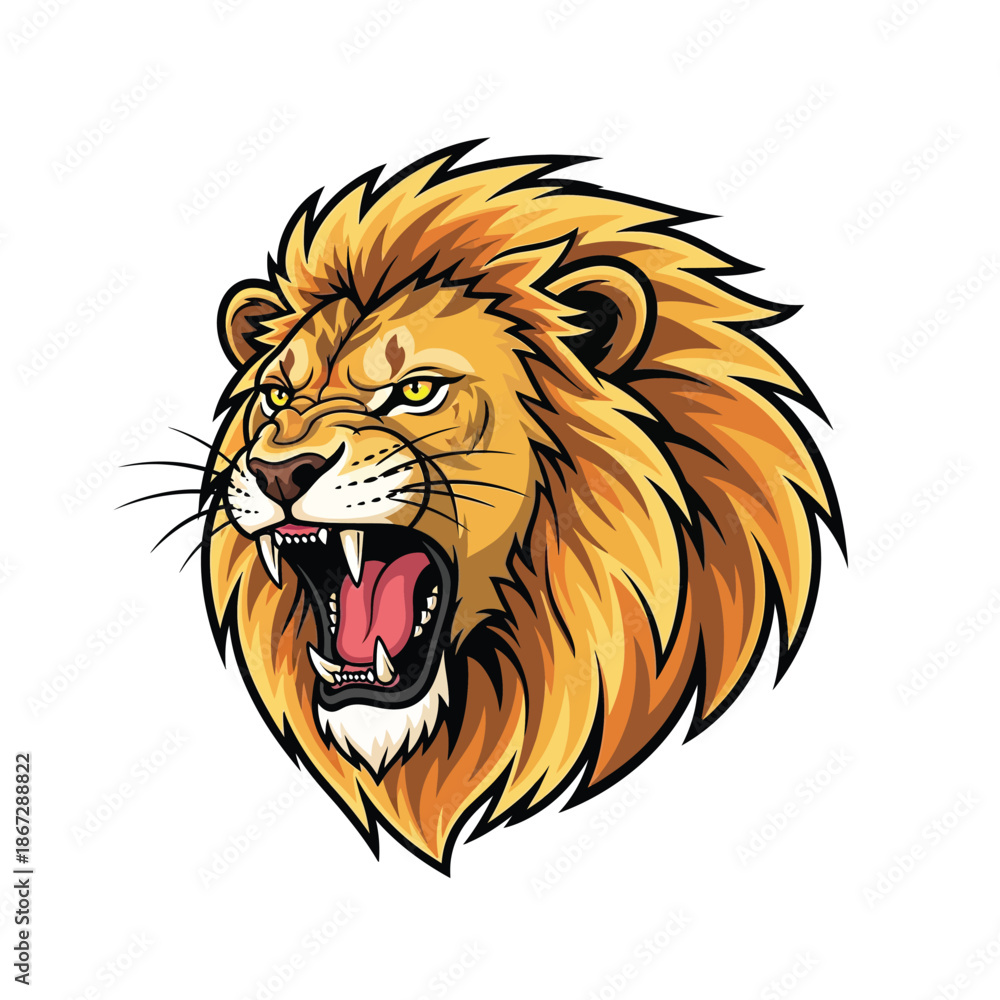 Fototapeta premium A roaring lion mascot head
