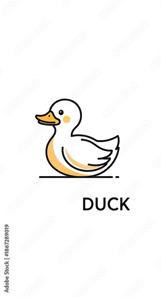 Fototapeta premium Cute Cartoon Duck Illustration.
