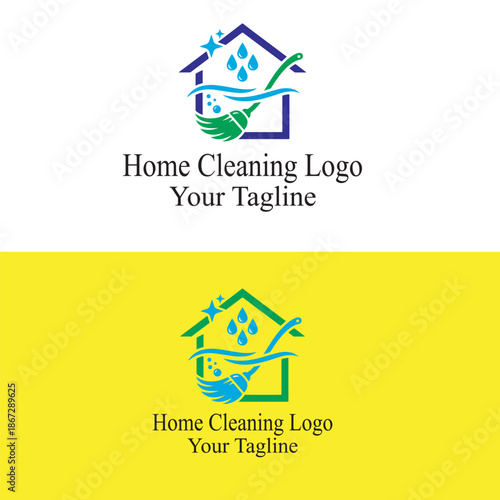 House cleaning and house cleanup service, logo design.