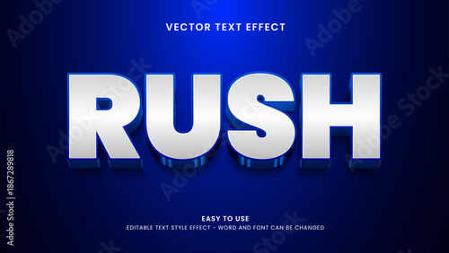 rush editable text effect 3d vector