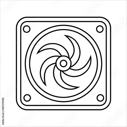 Computer air fan vector line icon isolated on white background. Air fan of computer line icon for infographic, website or app.