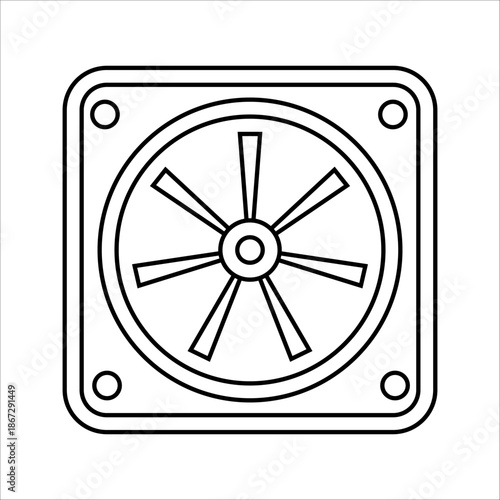 Exhaust fan vector line icon in modern flat sign style