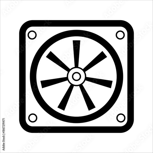 Outline cooler fan icon, with editable stroke. Fan icon for air cooling and ventilation in computer. Cooling system, ventilator, air cooler, ventilation, cooling fan for electric devices. Vector icon
