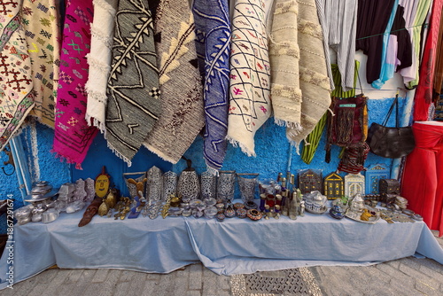 Street booth in the medina selling a hodgepodge of Moorish styl