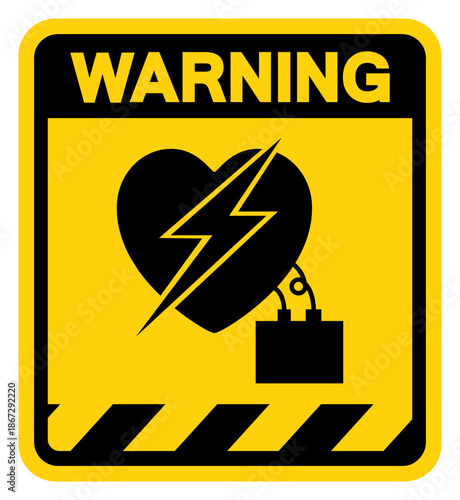 Electrical Interferance To Pacemaker Warning Sign, Vector Illustration, Isolate On White Background Label. EPS10
