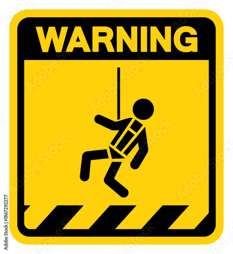 Safety Harness Required Warning Sign, Vector Illustration, Isolate On White Background Label.EPS10