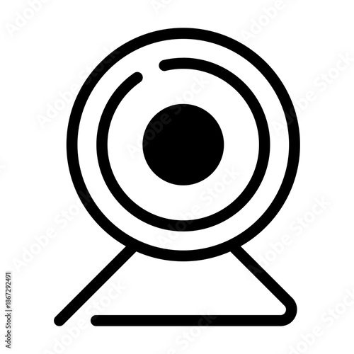 Round webcam icon for online meetings, streaming, and video calling.