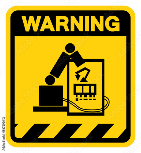 Beware of Robot Warning Sign, Vector Illustration, Isolate On White Background Label.EPS10