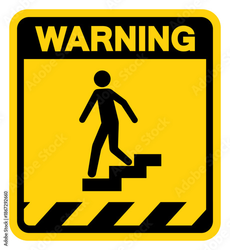Step Down Warning Sign, Vector Illustration, Isolate On White Background Label. EPS10
