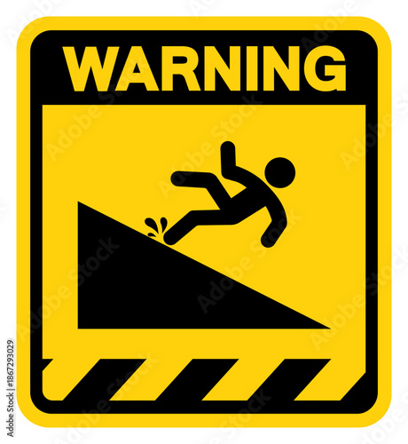 Slippery Slope Hazard Warning Sign, Vector Illustration, Isolate On White Background Label. EPS10