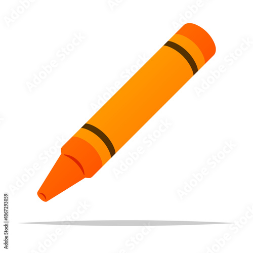 Single orange crayon vector isolated illustration