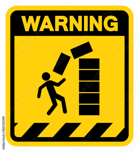Falling Weights Warning Sign, Vector Illustration, Isolate On White Background Label. EPS10