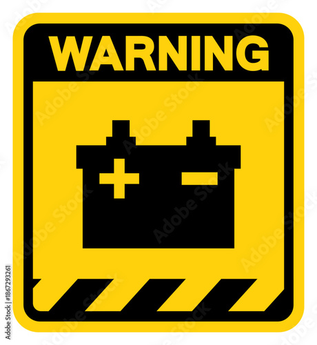 Battery Acid Warning Sign, Vector Illustration, Isolate On White Background Label. EPS10