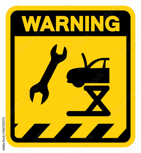 Maintenance Car Warning Sign, Vector Illustration, Isolate On White Background Label. EPS10
