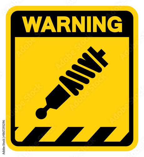 Shock Absorber Warning Sign, Vector Illustration, Isolate On White Background Label. EPS10