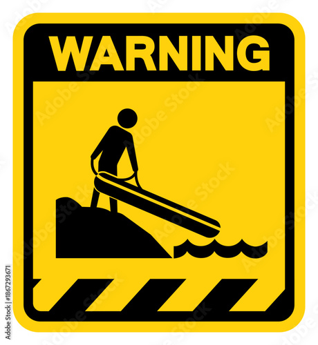 Small Boat Ramp Warning Sign, Vector Illustration, Isolate On White Background Label. EPS10