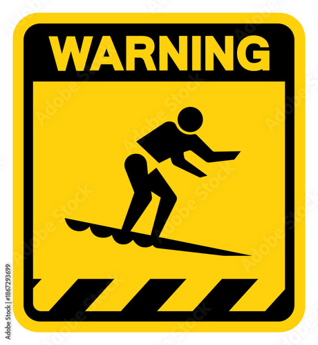 Water Boarding Warning Sign, Vector Illustration, Isolate On White Background Label. EPS10