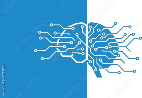 Digital Brain with Integrated Circuitry and Connections Illustrating Artificial Intelligence and Technology