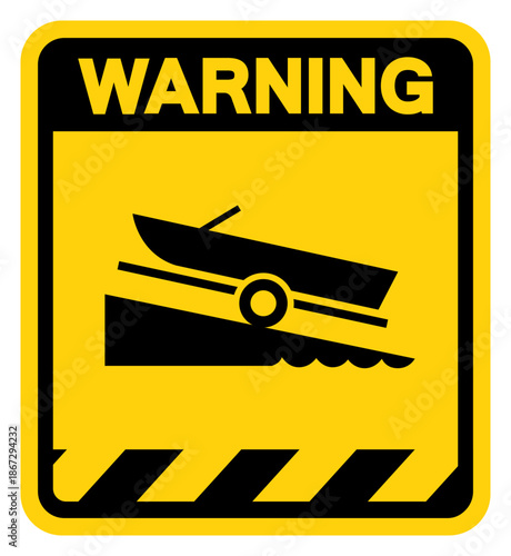 Boat Ramp Warning Sign, Vector Illustration, Isolate On White Background Label. EPS10