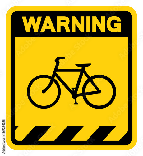 Bicycles Warning Sign, Vector Illustration, Isolate On White Background Label. EPS10