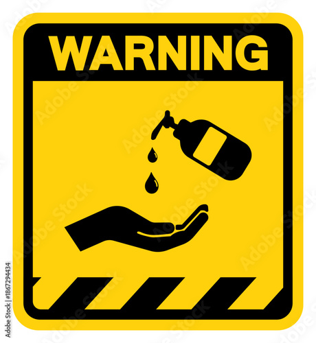Use Hands Sanitizer Warning Sign, Vector Illustration, Isolate On White Background Label. EPS10