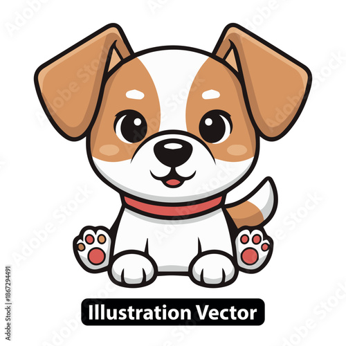 Cute Cartoon Puppy Dog Illustration Vector - Adorable Pet Animal Character