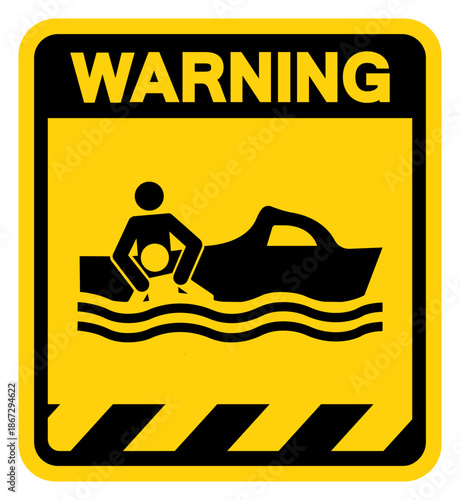 Rescue Boat Area Warning Sign, Vector Illustration, Isolate On White Background Label. EPS10