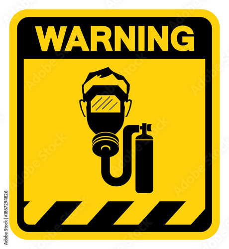 Wear Breathing Apparatus In This Area Warning Sign, Vector Illustration, Isolate On White Background Label. EPS10