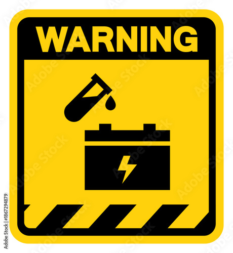 Battery Acid Warning Sign, Vector Illustration, Isolate On White Background Label. EPS10