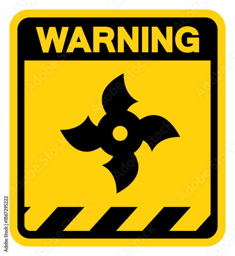 Ninja Throwing Stars Warning Sign, Vector Illustration, Isolate On White Background Label. EPS10