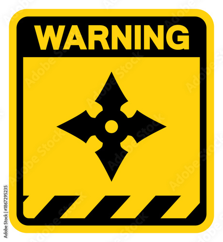 Ninja Throwing Stars Warning Sign, Vector Illustration, Isolate On White Background Label. EPS10