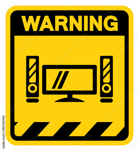 Home Cinema Warning Sign, Vector Illustration, Isolate On White Background Label. EPS10