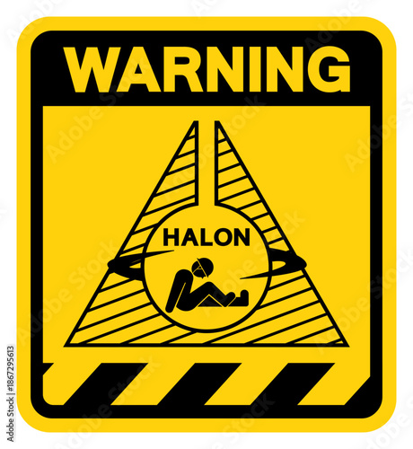 Halon Warning Sign, Vector Illustration, Isolate On White Background Label. EPS10