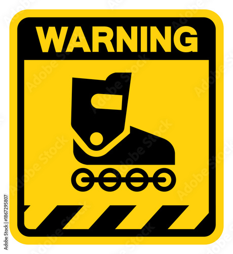 Inline Skates Warning Sign, Vector Illustration, Isolate On White Background Label. EPS10