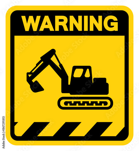 Bulldozer Warning Sign, Vector Illustration, Isolate On White Background Label. EPS10