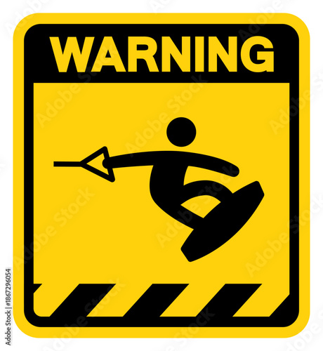 Kite Surf Area Warning Sign, Vector Illustration, Isolate On White Background Label. EPS10