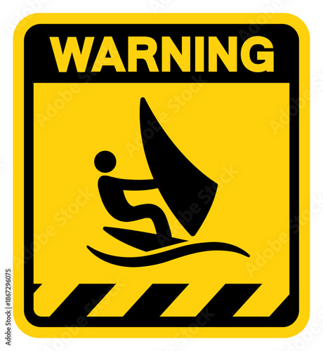 Windsurf Area Warning Sign, Vector Illustration, Isolate On White Background Label. EPS10