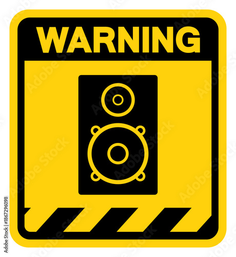 High End Speakers Warning Sign, Vector Illustration, Isolate On White Background Label. EPS10