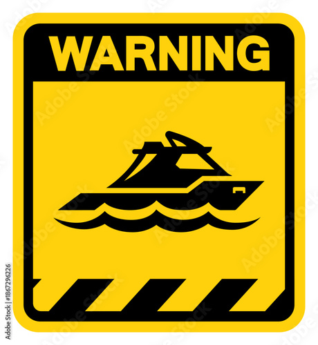 Fishing Boat Warning Sign, Vector Illustration, Isolate On White Background Label.EPS10