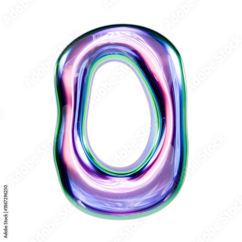 Liquid metal font Letter O 3D